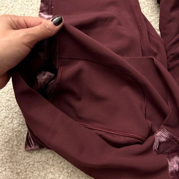 Lululemon Align Super High Rise Velvet Stripe Garnet Red Leggings Size 6 - Picture 7 of 8